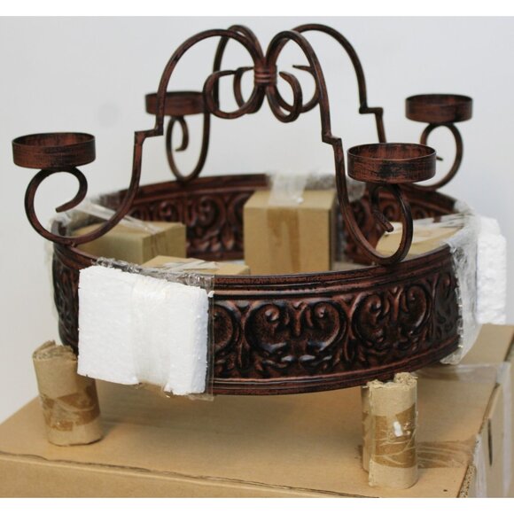 Taste of Home Napa 4 Votive Enter Plate Candle Centerpiece Rubbed Brown #3037 - Picture 2 of 9